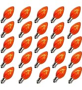GOOTHY 25 Pack C7 Orange Light Bulbs, C7 Halloween Orange Replacement Bulbs for Christmas Outdoor...