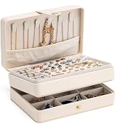 MODENGKONGJIAN Jewelry Organizer Box, 2-Layer Large Jewelry Storage Case, Portable Travel Jewelry...