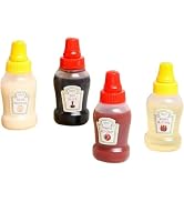 Labriciyon 4Pcs 25ml Mini Ketchup Bottles for Bento Box Accessories,Mini Condiment Squeeze Bottle...