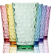 Bravario Hammered Plastic Drinking Tumbler, Dishwasher-Safe Premium Quality Water Glasses, BPA-Fr...
