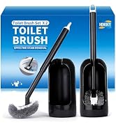 Toilet Brush and Holder Set, Curved Angled Toilet Bowl Cleaner Brush with Under Rim Cleaning, Wal...