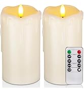 Raycare 6"x3" Dripping Wax Flameless Candles, Battery Operated LED Candles with Remote Control an...