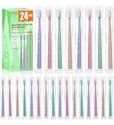Fresings 24 Pack Premium Disposable Toothbrush with Tongue Scraper – Individually Wrapped Bulk Tr...