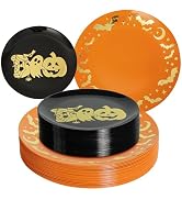 ISFANGCO 60 PCS Plastic Spoof Plates Set for 30 Guests,Heavy Duty Plastic Party Disposable Plates...