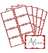Red Name Tags,2"x 3" Name Tag Stickers with Red Border 200 Pcs Adhesive Name Tags Sticker Name Ba...