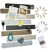 YOUDEFUL 8Pcs Bulletin Board Strips,Black Brown Gray Felt Pin Board Bar Strips with 50 Pushpins, ...