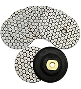 SHDIATOOL Dry Diamond Polishing Pads 4 Inch Set of 7 Pieces Plus a Rubber Backer for Granite Marb...