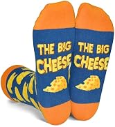 Funny Cheese Gifts Unisex Novelty Cheese Crew Socks Food Gifts for Cheese Lover
