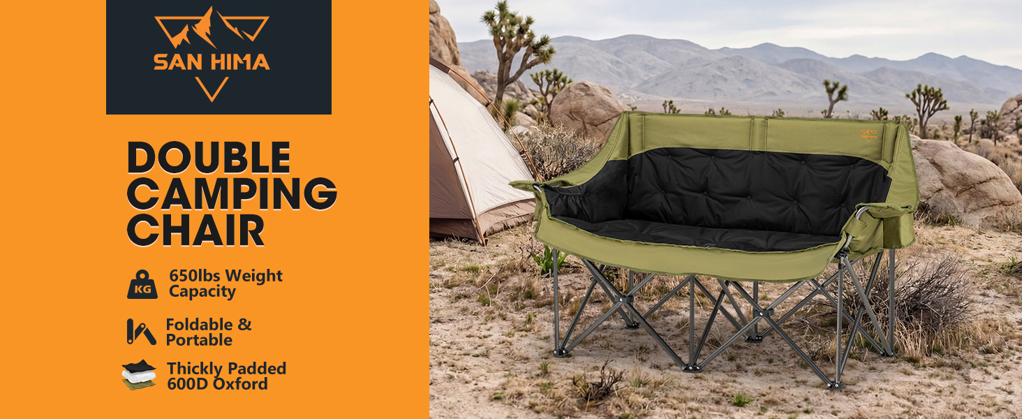 SAN HIMA Double Camping Chair for 2 Person Green
