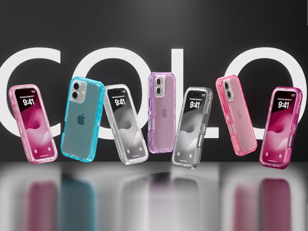 Seven colors, transparent pink hot pink purple blue clear gray