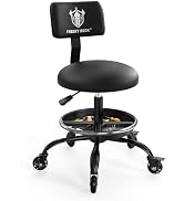 Rolling Shop Stool with Wheels, Garage Mechanic Stool Chair with Backrest, Height Adjustable Heav...