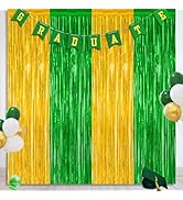2 Pack Graduation Backdrop, 3.28 FT x 7.05 FT Grad Decor 2025, Green Gold Graduation Photo Backdr...