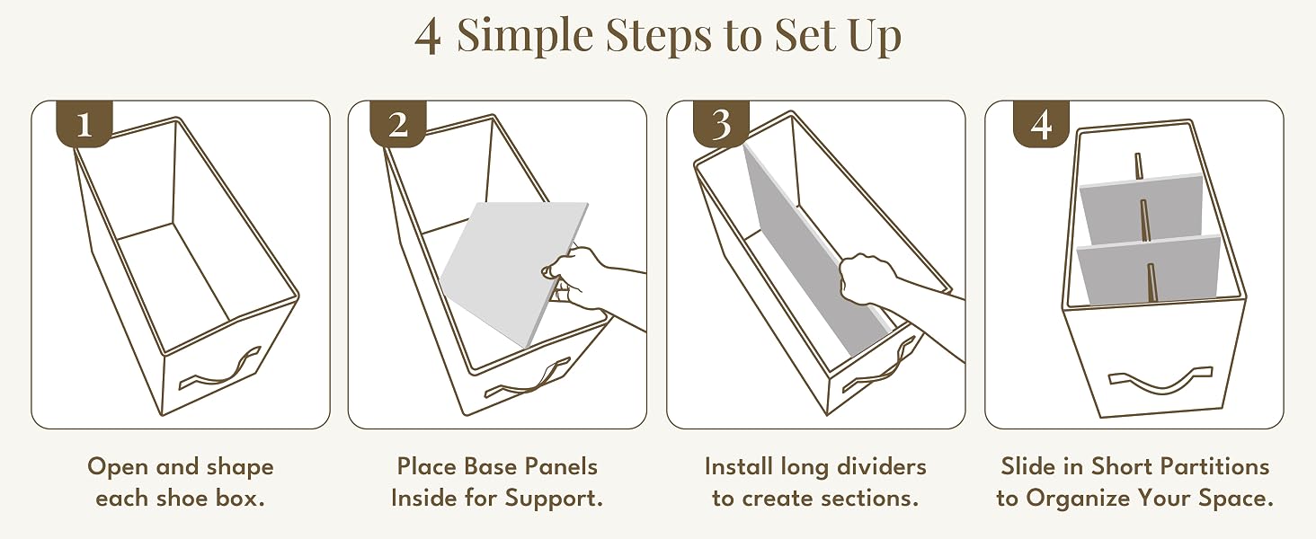 foldable shoe organizer with adjustable dividers