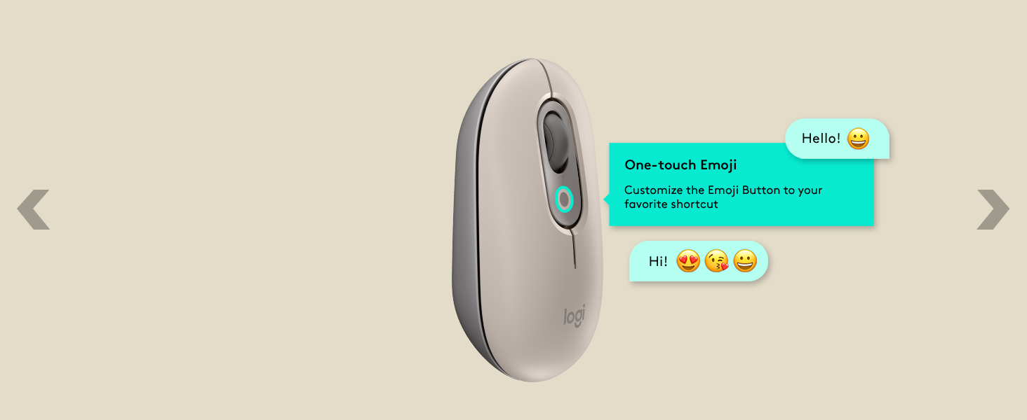 angle image of pop mouse mist beige gray color