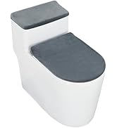 timecity Toilet Lid Cover Toilet Tank Cover Stretch Velvet Bathroom Toilet Lid Seat Cover Set Was...