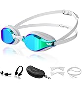 AzureWings Swim Goggles for Men Women – No Leak Anti-Fog UV HD Wide Vision, Racing & Swimming Gog...