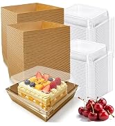 Nexboraque 100 Pack Small Charcuterie Boxes with Clear Lids, 5 Inch Disposable Square Paper Baker...
