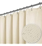 LiBa Waffle Weave Fabric Cream Shower Curtain, 72” W x 72” H Water Repellent & Heavyweight, Hotel...