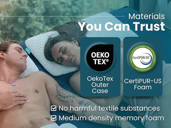 Pillow Side sleeper stomach belly thin profile memory foam cooling ergonomic hypoallergenic pain