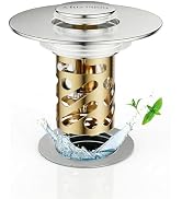 3-in-1 Universal Sink Drain Strainer,Muyiajou Pop Up Stopper with Hair Catcher, Stainless Steel R...