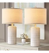 AIEAMPDO 23'' Set of 2 Modern Ceramic Table Lamps for Living Room Bedroom, Nightstand Farmhouse B...