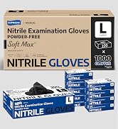 Supmedic Medical Soft Max Nitrile Exam Gloves, 1000Pcs Latex-Free Powder-Free Food Safe Clean Co...