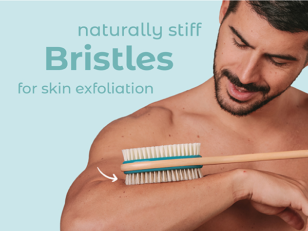 natural stiff bristles for skin exfliation back brush shower back scrubber men