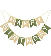 Brown Green Happy Birthday Banner Theme Birthday Party Supplies Handmade Garland Decorations Birt...