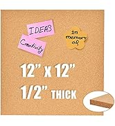 Aitakatta 12x12" Cork Board Tiles Bulletin Board, 1/2" Thick Small Square Cork Boards for Walls, ...