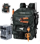 KastKing BaitSpace 50L Fishing Tackle Backpack with Removable Bait Binder,2 Rod Holders Storage F...