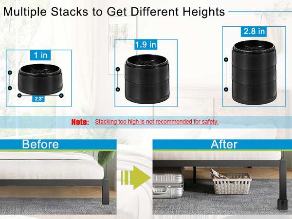 Multiple Stacks to Get Different Heights Stacking too high is not recommended for safety.