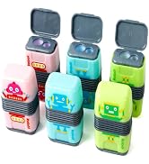 Smilo 6 Pack Dual Hole Pencil Sharpener with Erasers - Robot Design Manual Sharpener for Pencils ...
