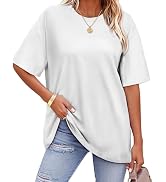 ADOREJOY Oversized Tshirts for Women Crewneck Summer Short Sleeve Loose Graphic Basic Tees