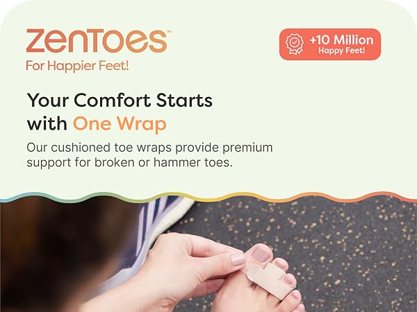 ZenToes Cushioned Fabric Toe Wraps for broken or Hammertoes