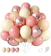 CVPARTON Retro Blush Pink Balloons 55 Packs 12 Inch Dusty Pink Metallic Chrome Rose Gold Nude Ivo...