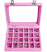 EONGOA Velvet Jewelry Box 24 Grid Jewelry Earrings Display Organiser Box Ring Tray Holder Earring...