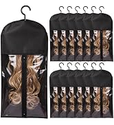 12PCS Hair Extension Holder Wig Storage for Multiple Wigs Holder Wig Bags Storage with Hanger Hai...