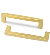 goldenwarm 10 Pack Brushed Brass Cabinet Pulls Gold Dresser Pulls Kitchen Cabinet Pulls,3 3/4 inc...