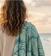 S&T INC. Aura Beach Towel, 2 Pack, 35" x 70", Leaves | Quick-Dry Pool Towels, Sewn-In Elastic Ban...