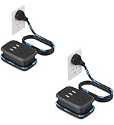 2 Pack Travel Power Strip, NTONPOWER Portable Flat Plug Power Strip with 2 Outlets 3 USB Ports, W...