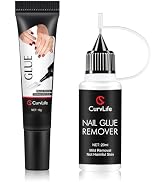Curvlife 10g Semi-Solid Glue and 20ml Pinpoint Glue Remover Kit - Gel for Press on Nails, Quick D...