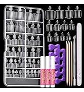 Teenitor Acrylic Toe Nail Tips Kit with Nail Glue, Short Square Press on Toenails for Women, Matt...