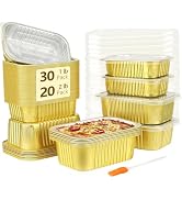 LNYZQUS Aluminum Pans With Lids 50 Pack,Heavy Duty Foil Baking Tins Leftover Containers With PP C...