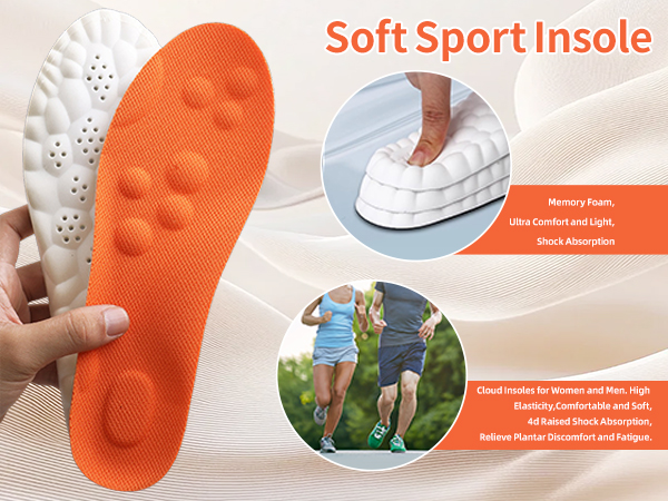 Steppers Insoles for Men Women - Arch Support, Massage Memory Foam, Breathable Inserts