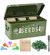 Bensbl Seed Storage Organizer Box with 4 Compartments, Metal Seed Saving Container with Lockable ...
