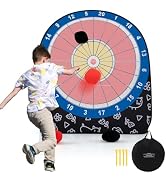 SPORFIT 5.5Ft Tall Giant Kick Darts Game, Outdoor Throw & Kick Soccer Target Dartboard with 4 Kic...