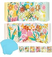 qiqee Medium Paper Gift Bags with Tissue Paper Handles 6PCS Morning Flowers Cardboard Floral Gift...
