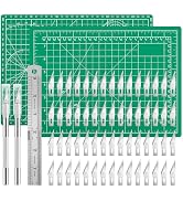 2PCS Craft Knife Hobby Knife with 60PCS Spare Exacto Knife Blades #11, Cutting Mat (A4), A Ruler,...