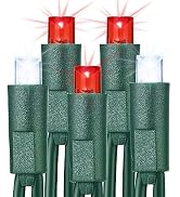 Brizled Red & White Christmas Lights, 33ft 100 LED 5MM Christmas Tree Lights, Wide Angle Christma...