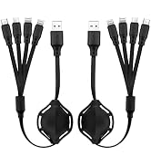 Multi Charging Cable 3FT 2Pack 4 in 1 Retractable Multiple Charger Cord USB Cable Adapter with Du...